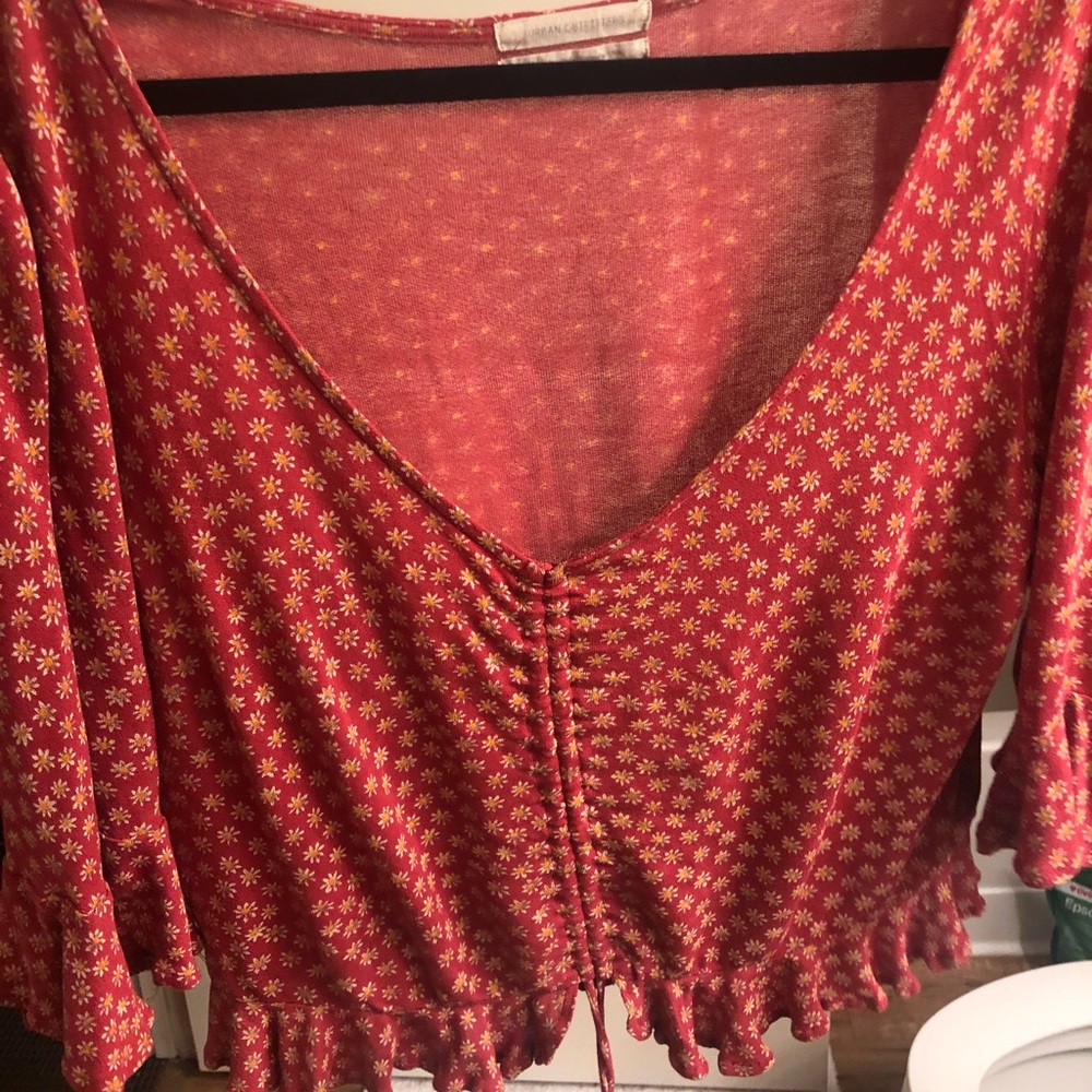 Urban outfitters red ruched fashion nova v neck